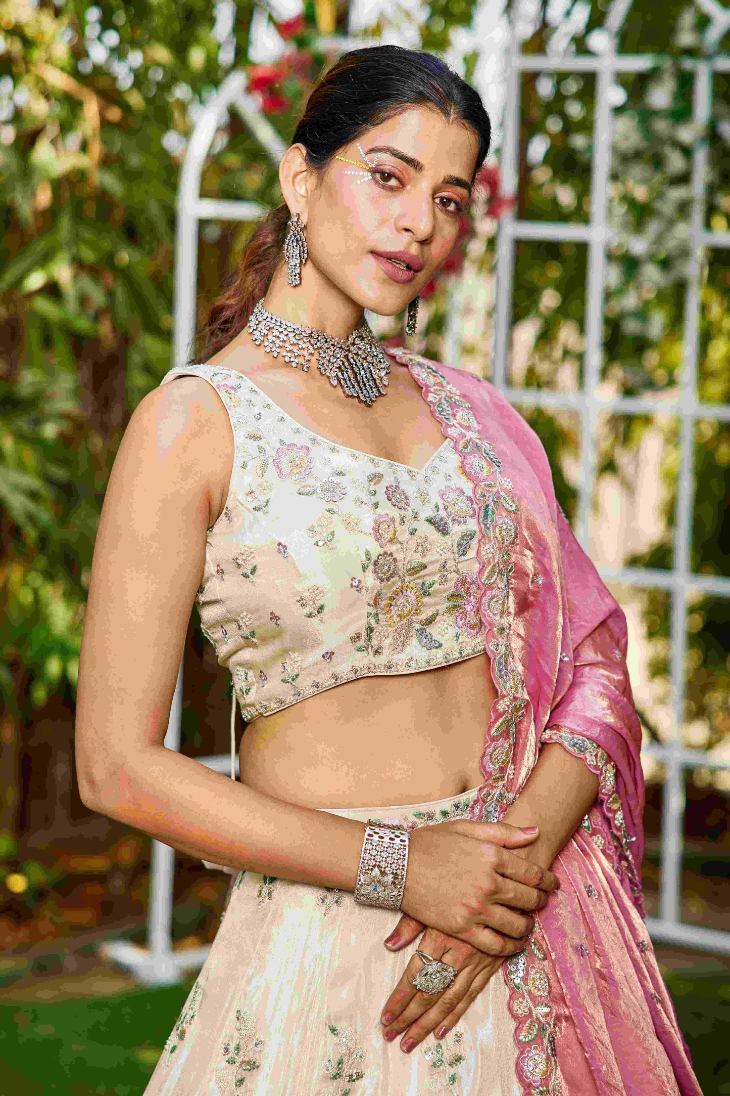 Elegant Tissue Designer Lehenga for Modern Elegance - MYLUXURY LANE ENTERPRISE