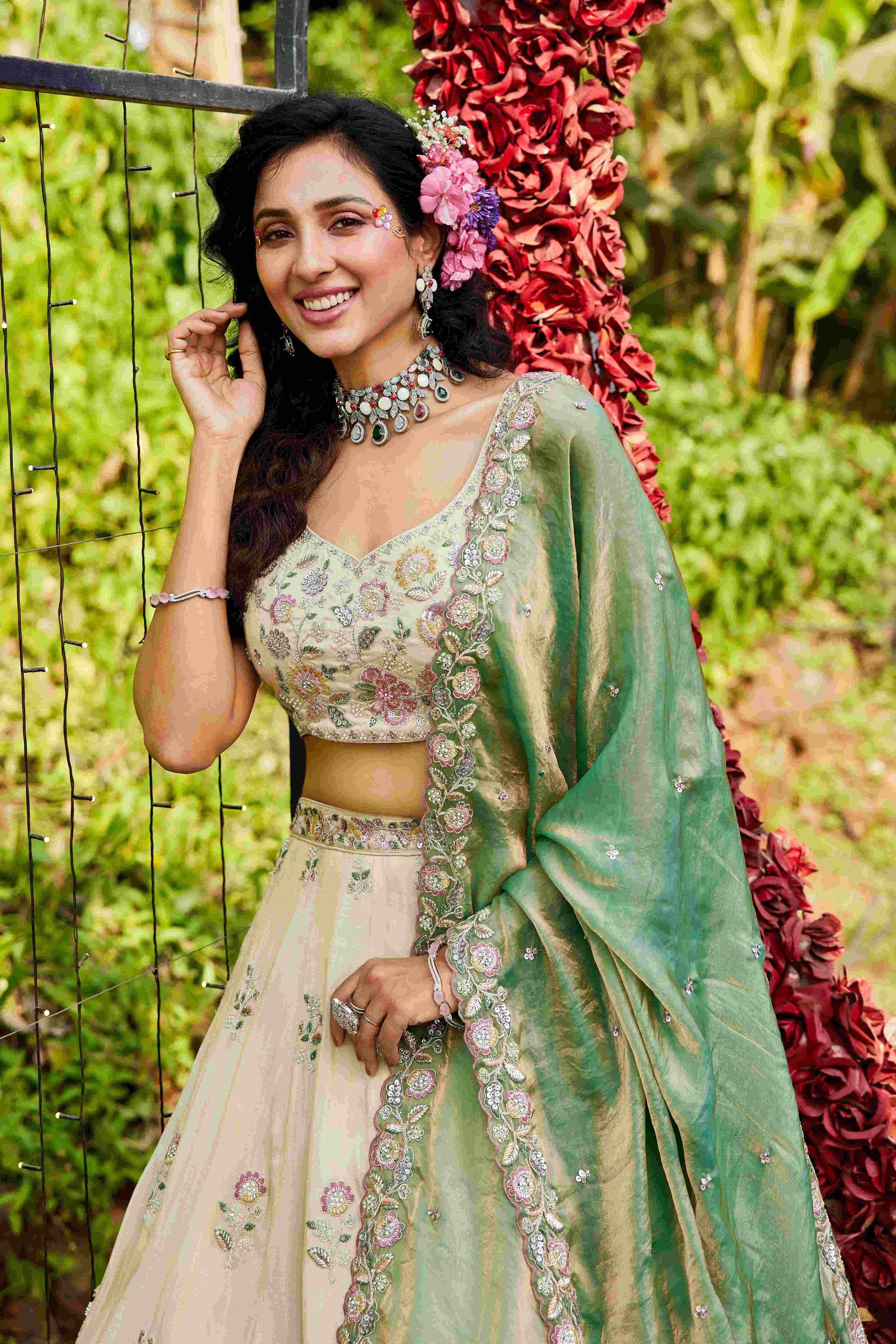 Elegant Tissue Designer Lehenga for Modern Elegance - MYLUXURY LANE ENTERPRISE