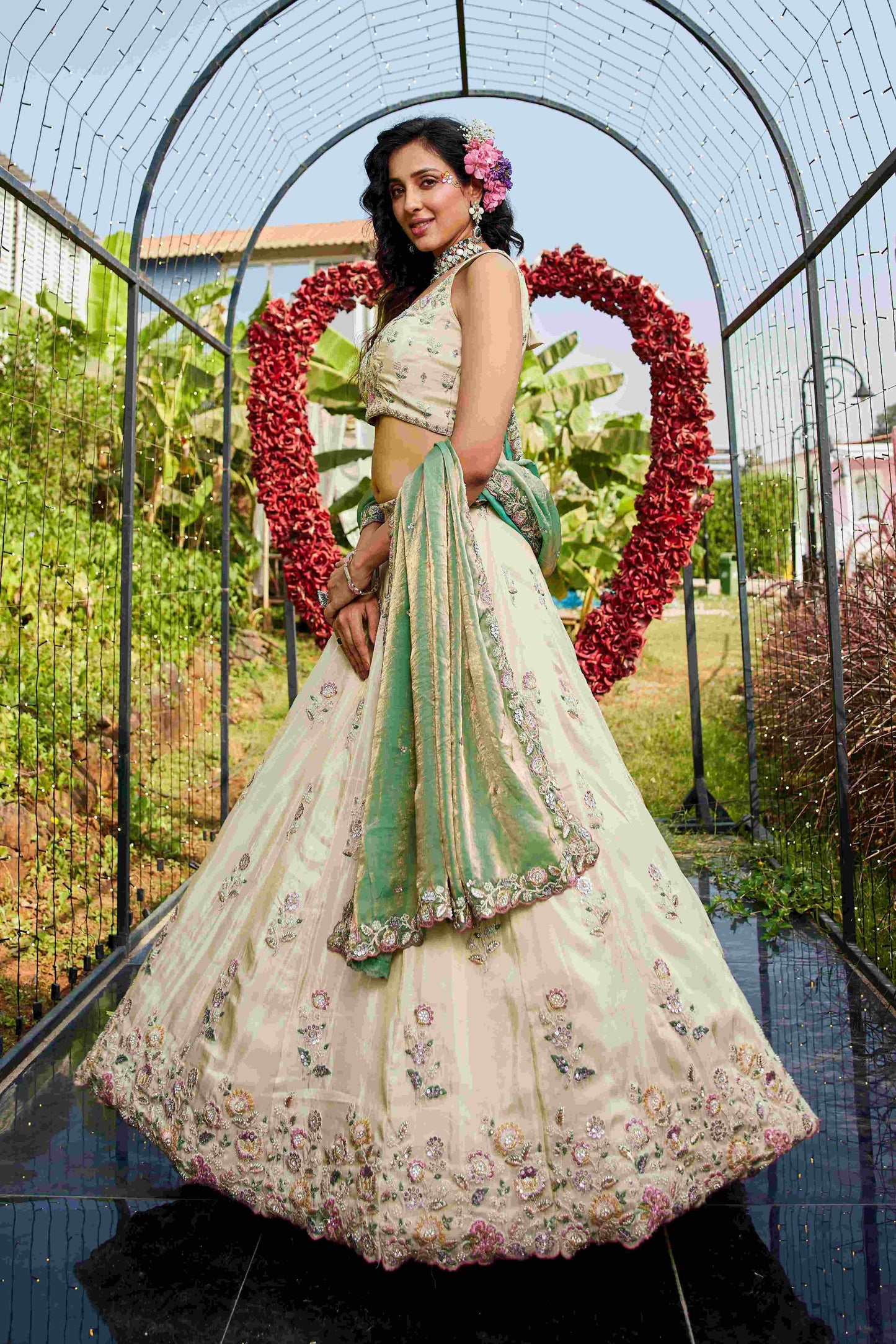 Elegant Tissue Designer Lehenga for Modern Elegance - MYLUXURY LANE ENTERPRISE