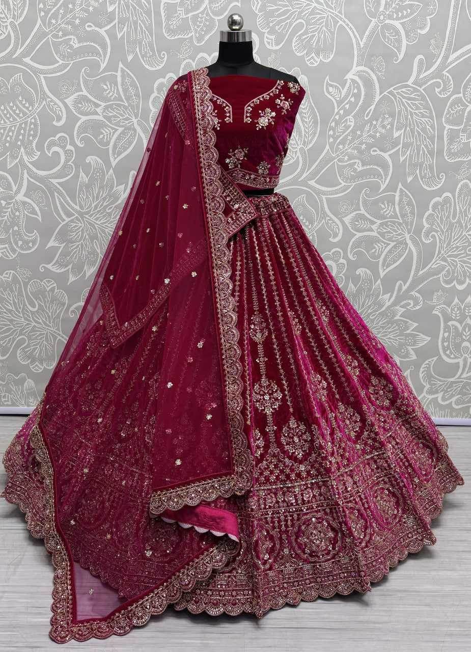 Elegant Velvet Bridal Wedding Lehenga for Your Special Day - MYLUXURY LANE ENTERPRISE