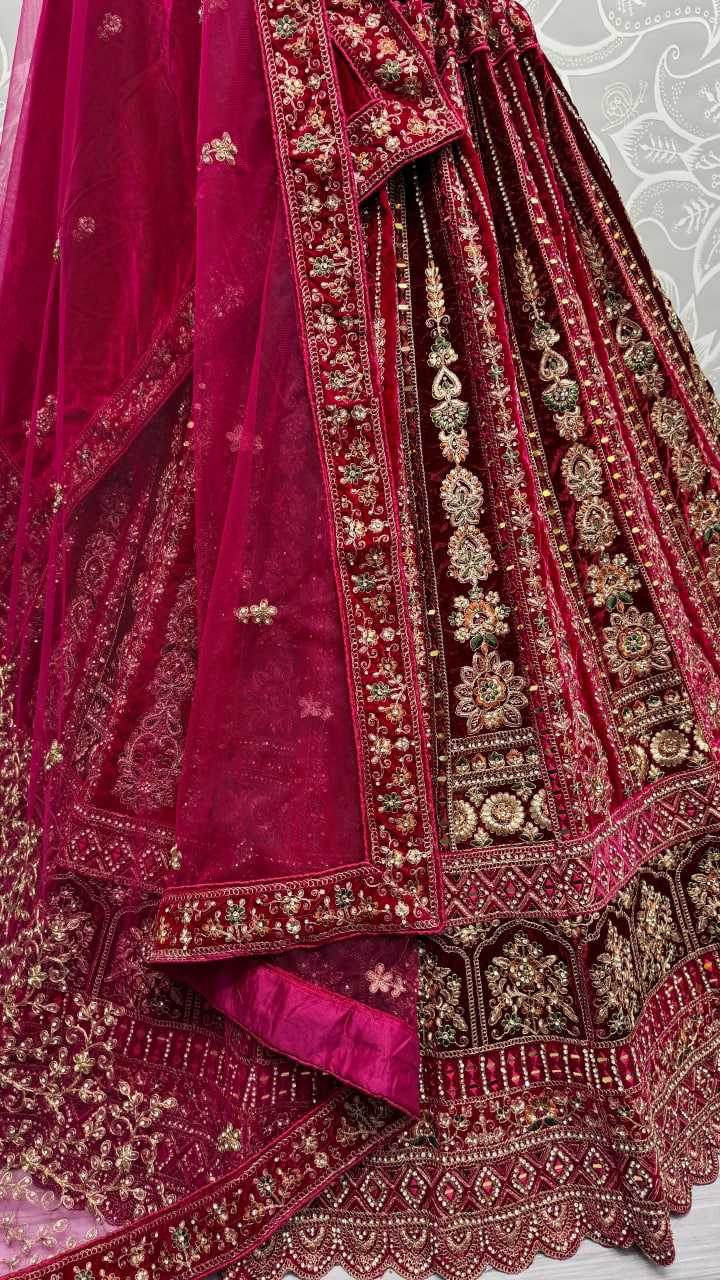 Elegant Velvet Bridal Wedding Lehenga for Your Special Day - MYLUXURY LANE ENTERPRISE