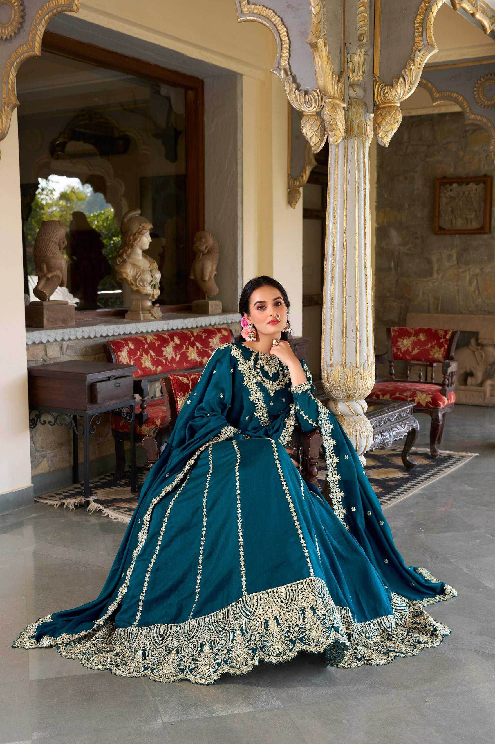 Elegant Vichitra Silk Lehenga with Intricate Embroidery - MYLUXURY LANE ENTERPRISE