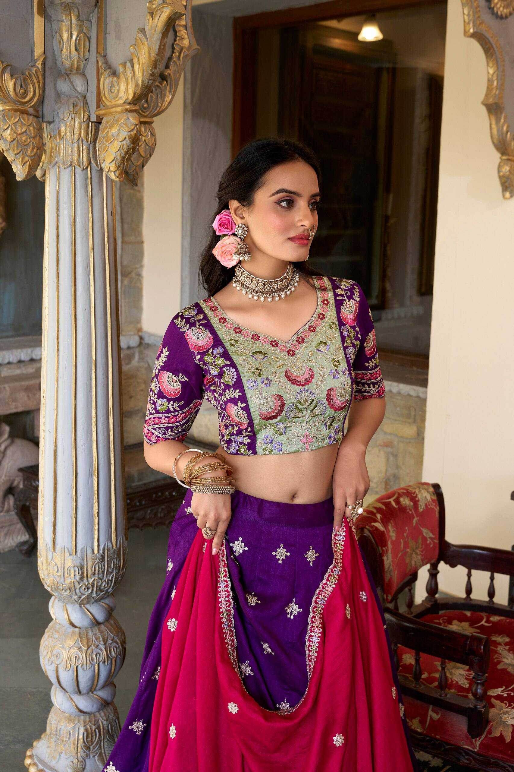 Exquisite Vichitra Silk Lehenga for Elegant Occasions - MYLUXURY LANE ENTERPRISE