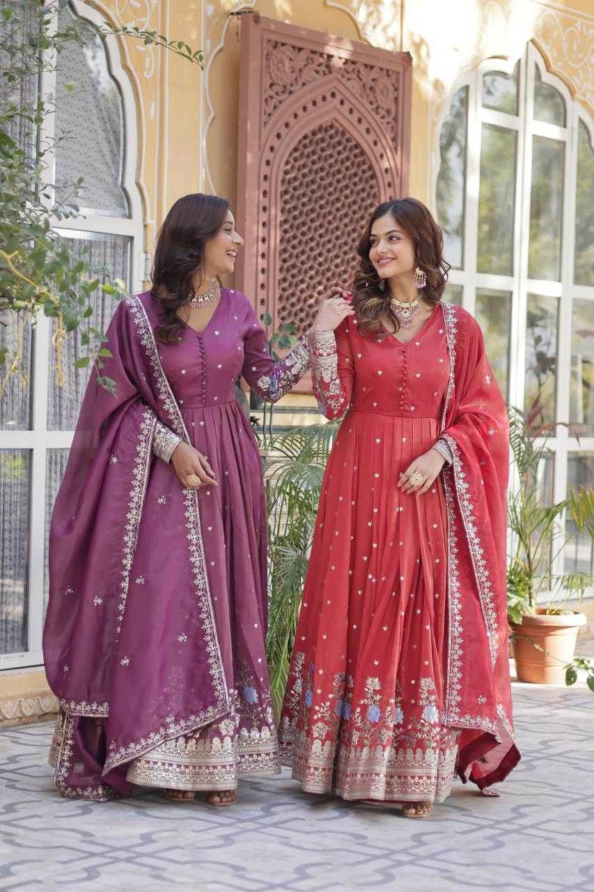 Embroidery Anarkali Long Gown - MYLUXURY LANE ENTERPRISE