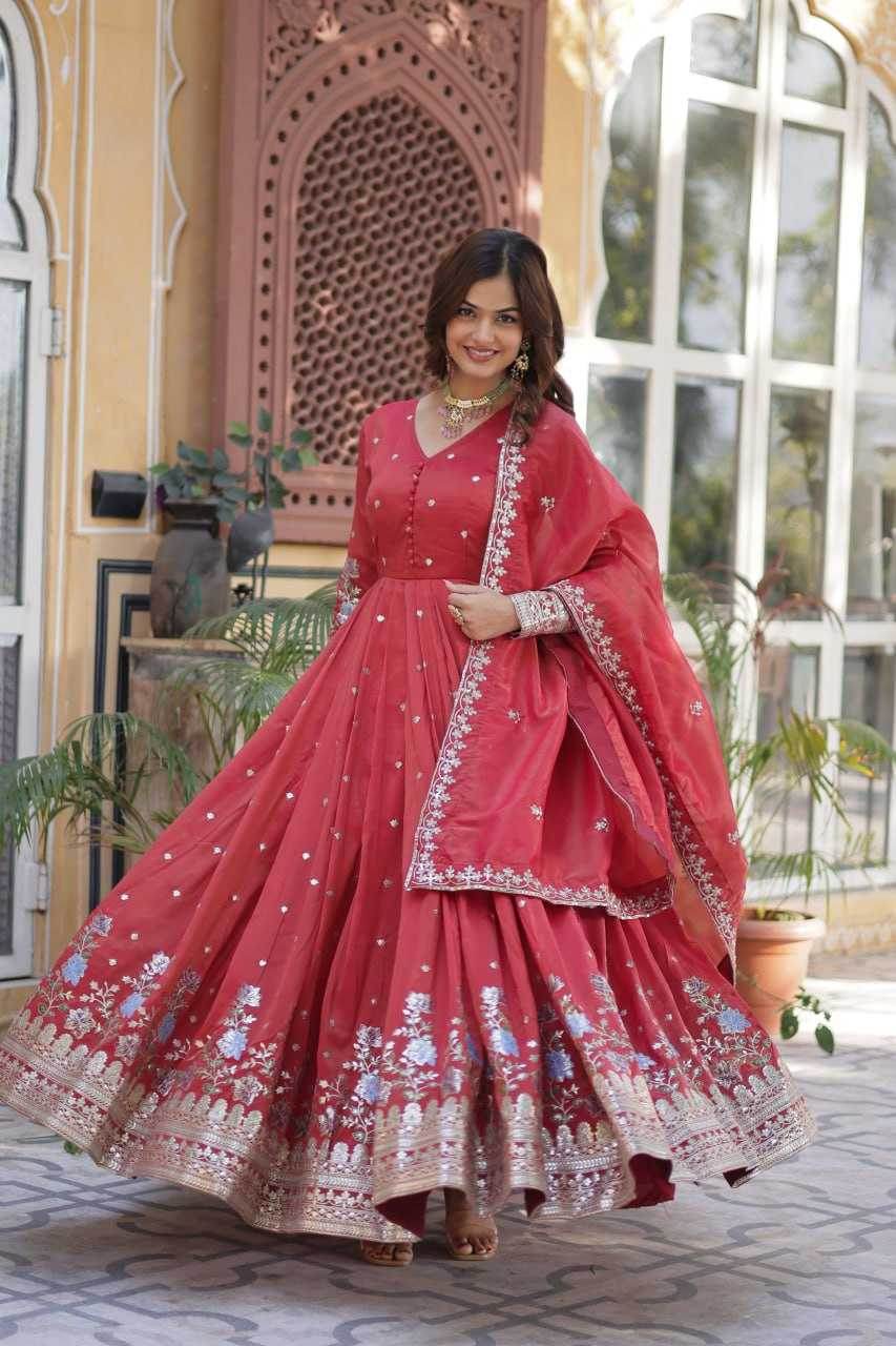 Embroidery Anarkali Long Gown - MYLUXURY LANE ENTERPRISE
