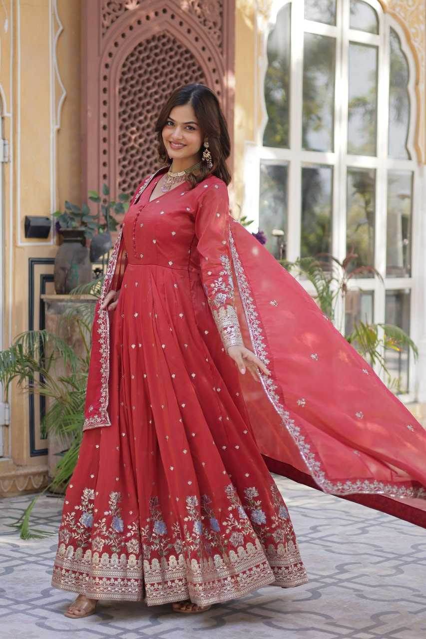 Embroidery Anarkali Long Gown - MYLUXURY LANE ENTERPRISE
