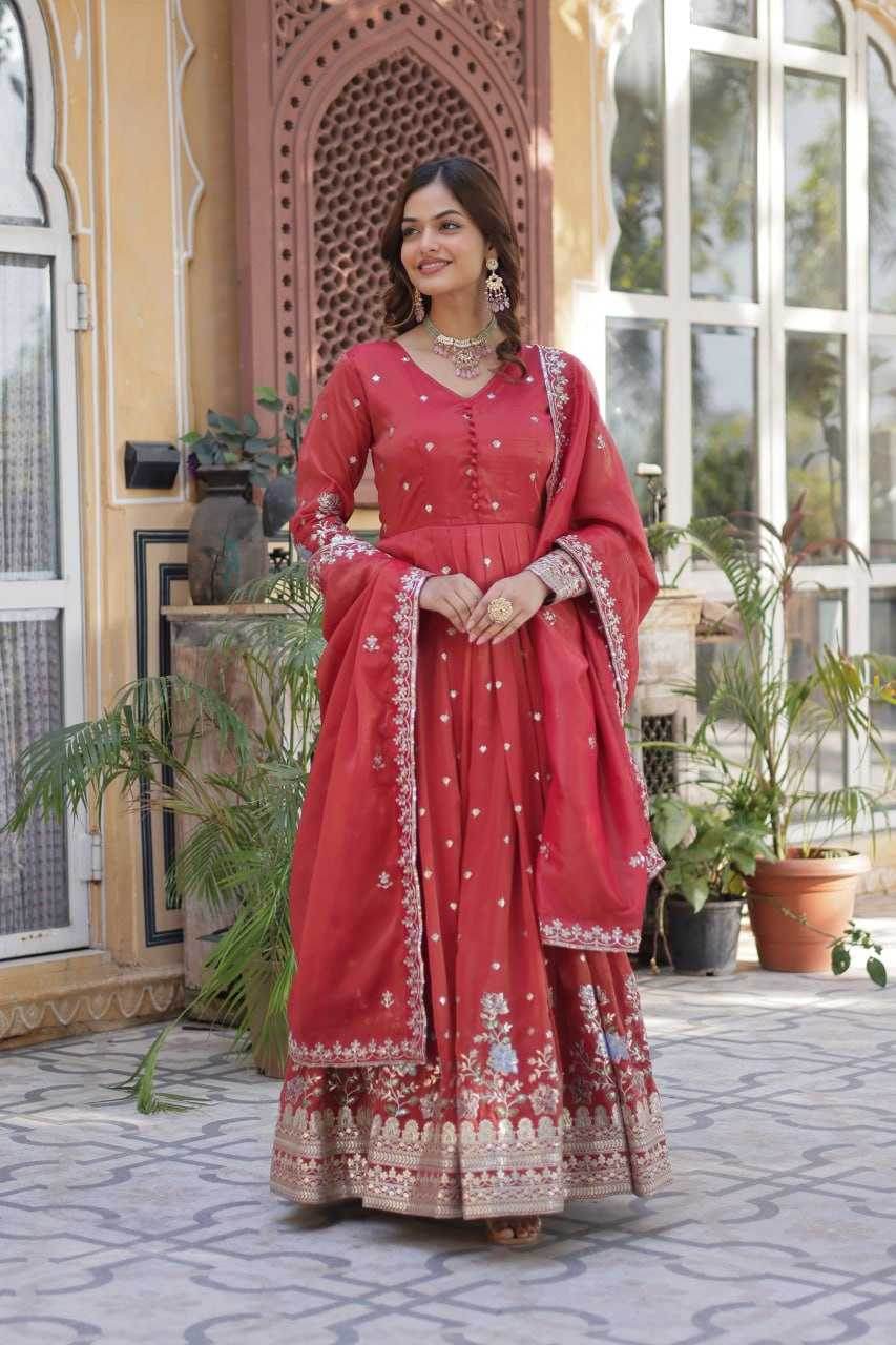 Embroidery Anarkali Long Gown - MYLUXURY LANE ENTERPRISE