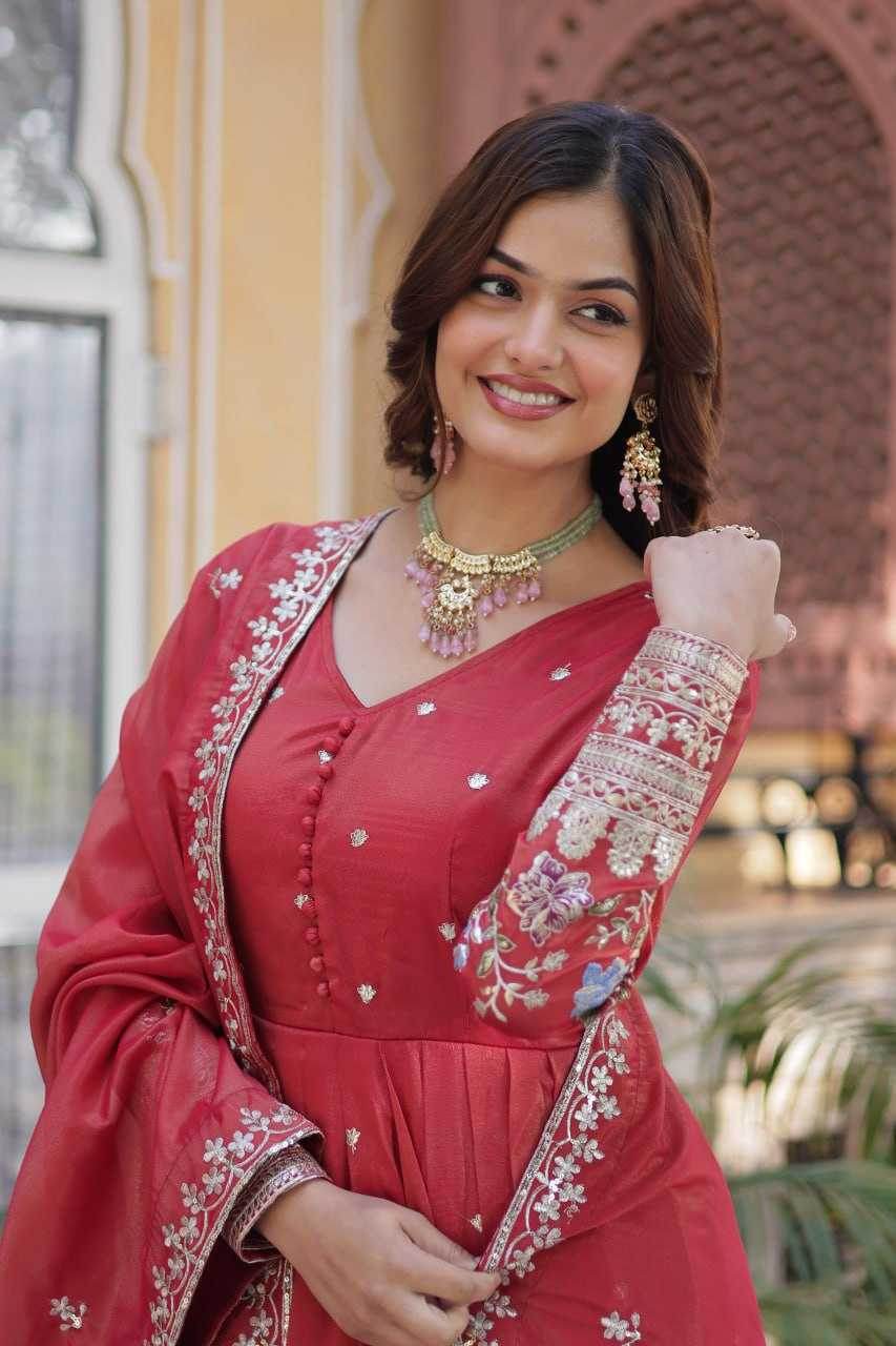 Embroidery Anarkali Long Gown - MYLUXURY LANE ENTERPRISE