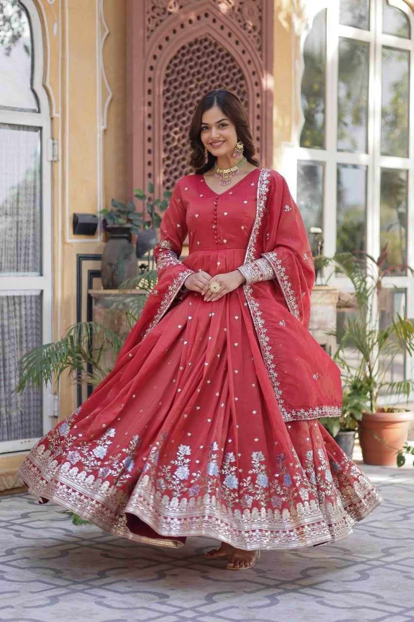 Embroidery Anarkali Long Gown - MYLUXURY LANE ENTERPRISE