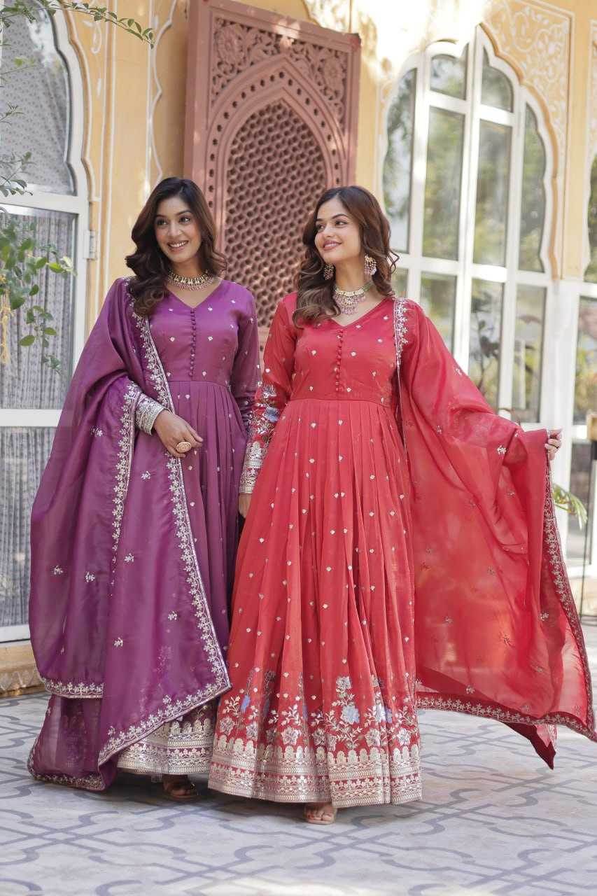 Embroidery Anarkali Long Gown - MYLUXURY LANE ENTERPRISE