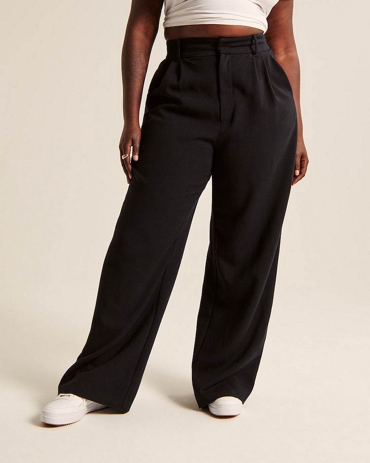 High Waist Straight Trousers With Pockets Wide Leg Casual Pants For Women - MYLUXURY LANE ENTERPRISE