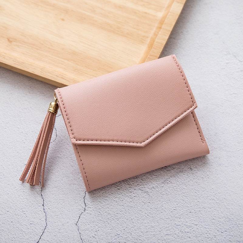 Short Women's Korean-style Tassel Small Wallet Simple Square Women's Coin Purse - MYLUXURY LANE ENTERPRISE