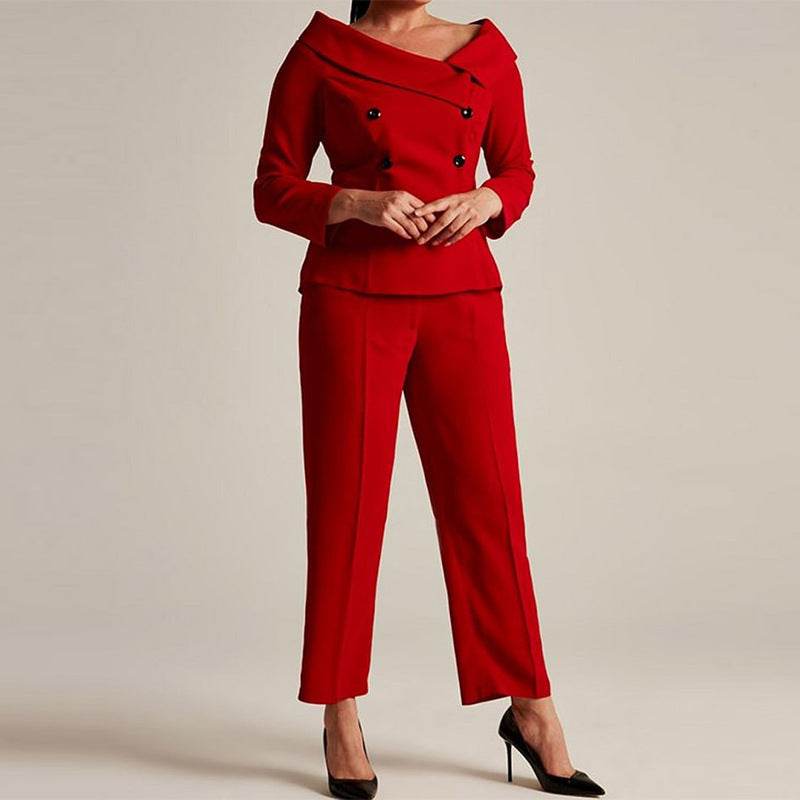 Off-the-shoulder Top Temperament Straight-leg Pants Suit - MYLUXURY LANE ENTERPRISE