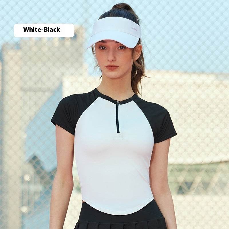 Women's Front Chest Half Zipper Sports Short Sleeve - MYLUXURY LANE ENTERPRISE