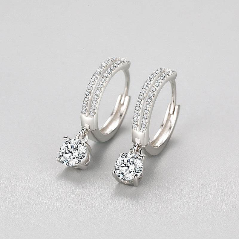 S925 Sterling Silver Inlaid Zirconium Temperament Earrings - MYLUXURY LANE ENTERPRISE
