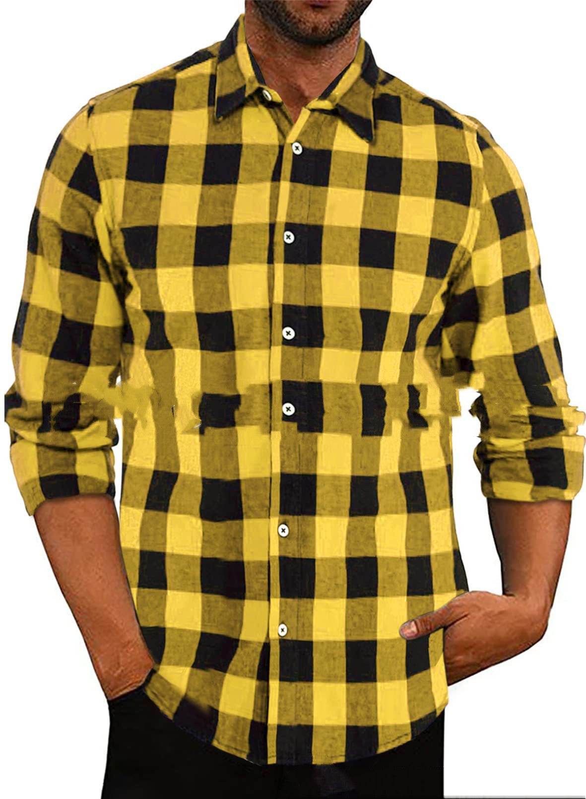 New Men's Plaid Lapel Shirt - MYLUXURY LANE ENTERPRISE