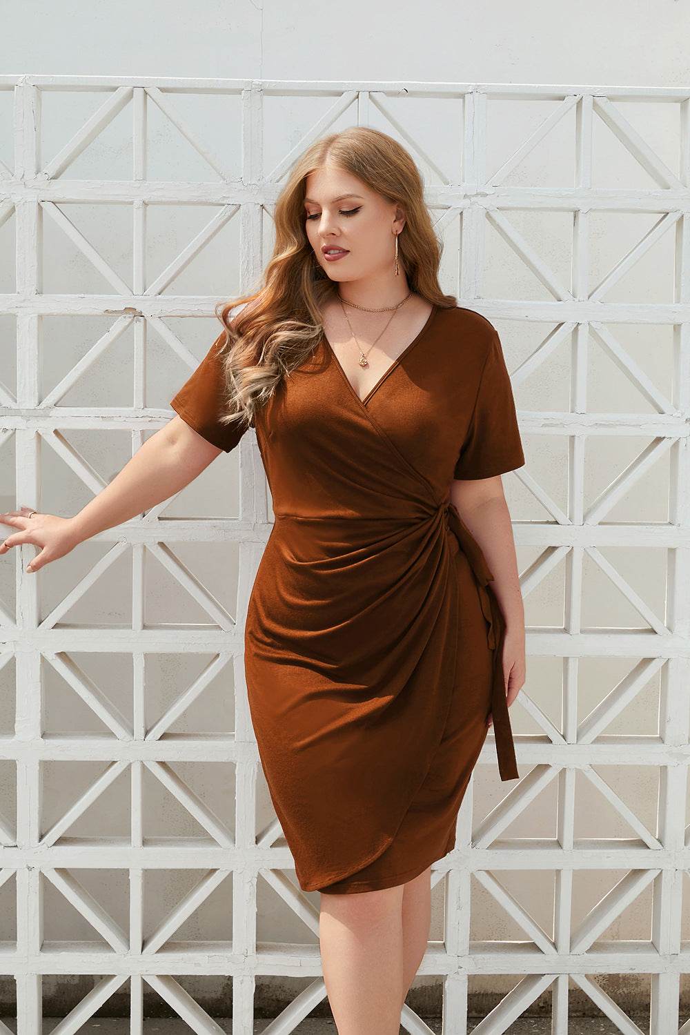 Plus Size Women's Solid Color Casual Holiday Dress - MYLUXURY LANE ENTERPRISE