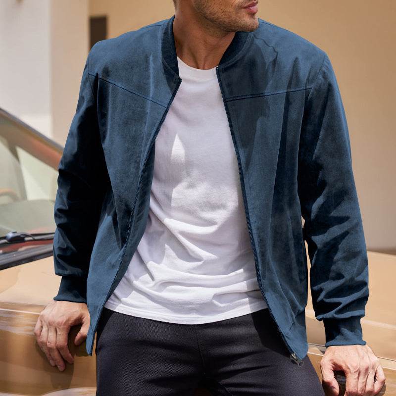Men's Suede Solid Color Casual Retro Jacket - MYLUXURY LANE ENTERPRISE