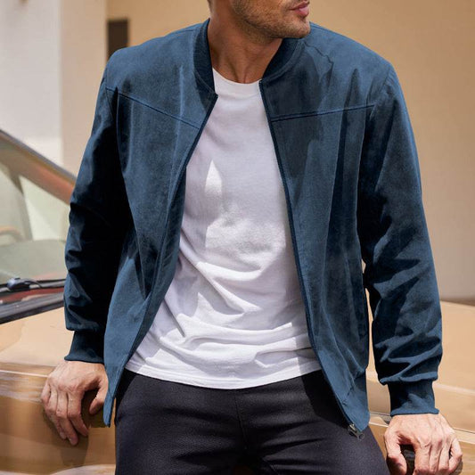 Men's Suede Solid Color Casual Retro Jacket - MYLUXURY LANE ENTERPRISE