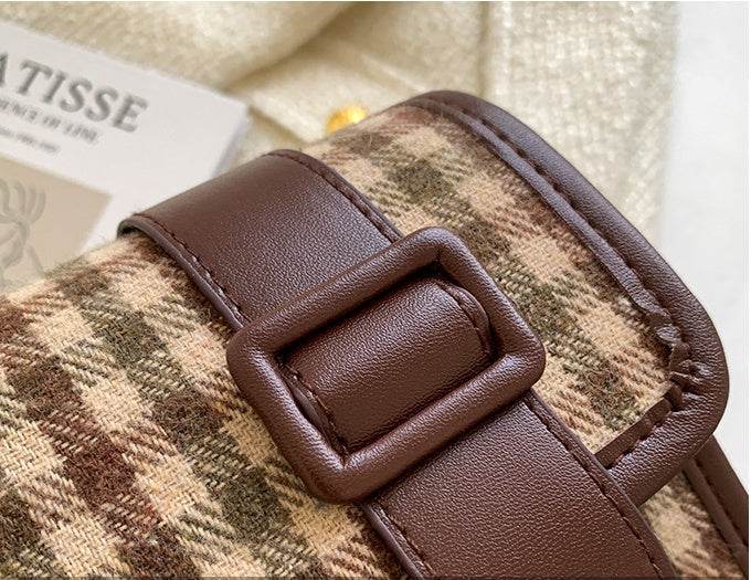 One-shoulder Fashion Trendy Plaid Cross-body Small Square Bag - MYLUXURY LANE ENTERPRISE