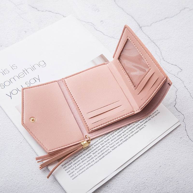 Short Women's Korean-style Tassel Small Wallet Simple Square Women's Coin Purse - MYLUXURY LANE ENTERPRISE