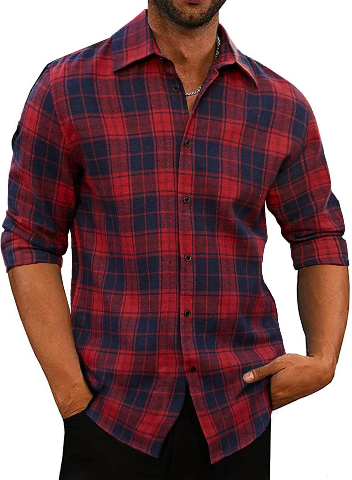 New Men's Plaid Lapel Shirt - MYLUXURY LANE ENTERPRISE