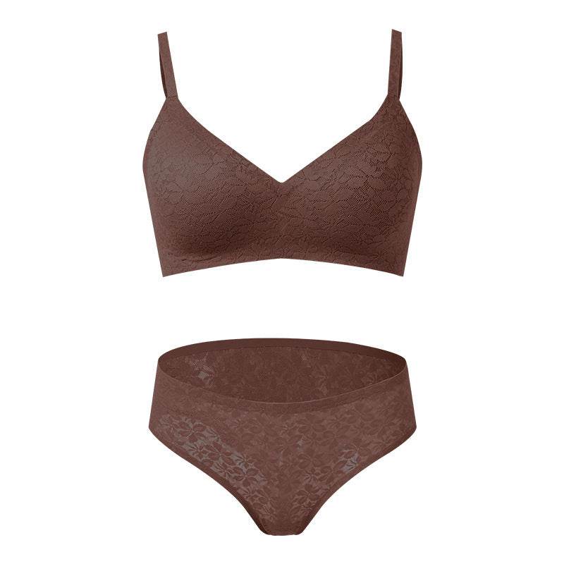 Sexy Lei French Silk Underwear Women's Pure Desire Style Lace Push Up Small Breasts No Steel Ring Bra Panties Set - MYLUXURY LANE ENTERPRISE