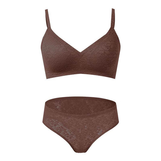 Plus Size Seamless Lace Binding Wireless Bra and Briefs Set - Ultra-Breathable, Comfortable, and Adjustable Lingerie for Women - Sexy and Elegant Design - MYLUXURY LANE ENTERPRISE