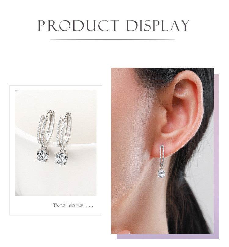 S925 Sterling Silver Inlaid Zirconium Temperament Earrings - MYLUXURY LANE ENTERPRISE