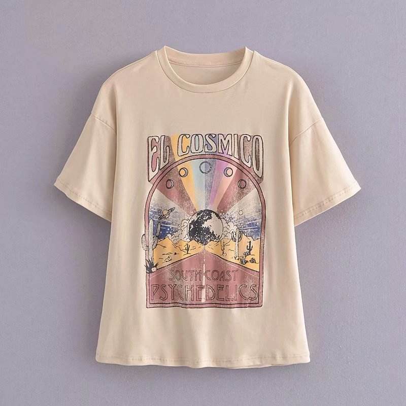 Rainbow Letters Print Loose Women's T-Shirt Top - MYLUXURY LANE ENTERPRISE