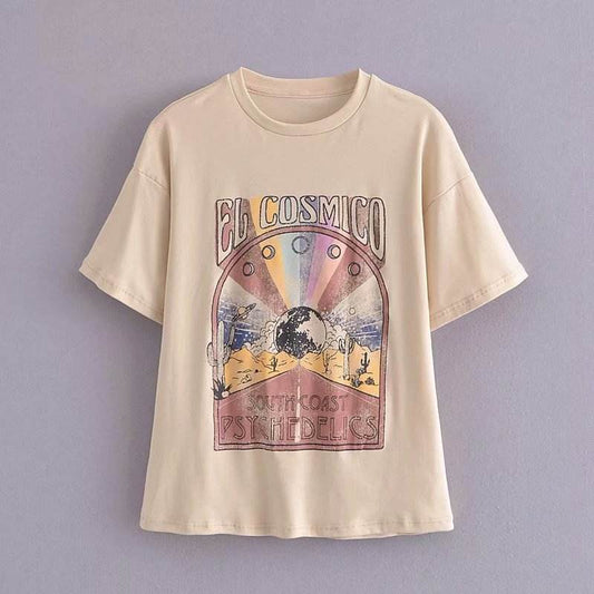 Rainbow Letters Print Loose Women's T-Shirt Top - MYLUXURY LANE ENTERPRISE
