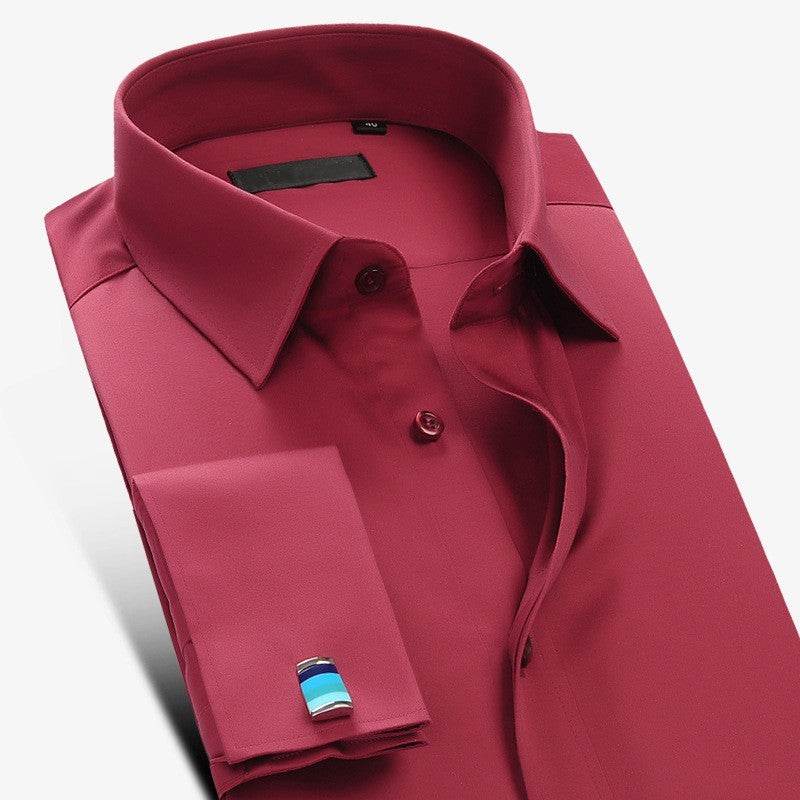 Men's Long-sleeved Shirt Business Pure Color - MYLUXURY LANE ENTERPRISE