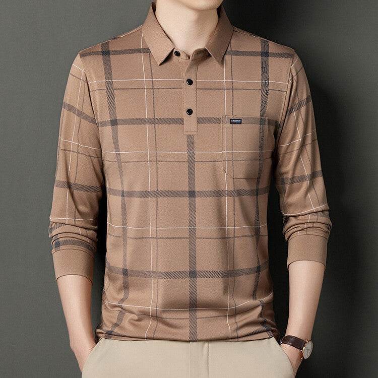 Autumn Long-sleeved T-shirt Men's Casual Striped Polo Shirt - MYLUXURY LANE ENTERPRISE