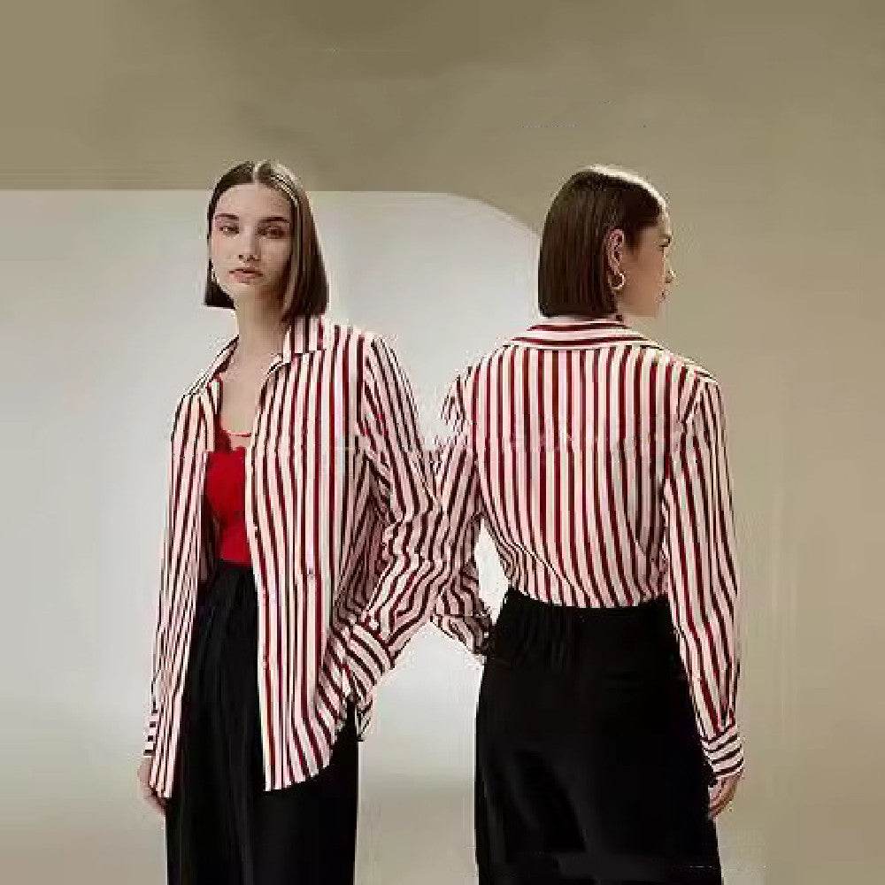 Fashionable Simple Striped Shirt Top For Women - MYLUXURY LANE ENTERPRISE