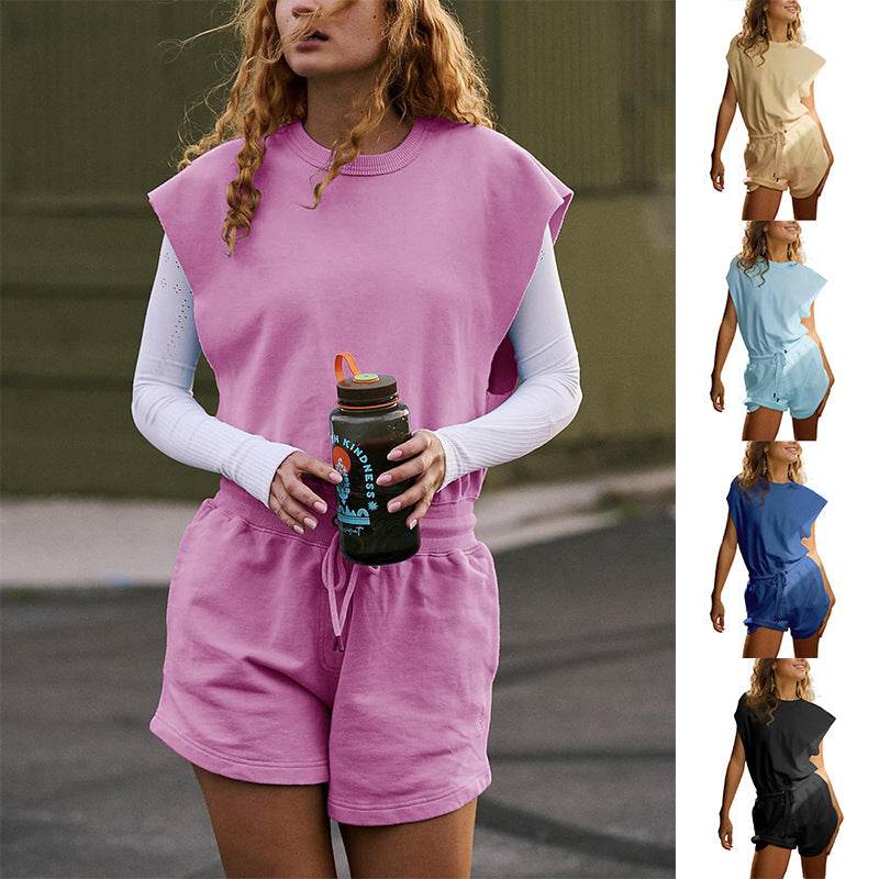 Summer Sleeveless Backless Jumpsuit Casual Loose Top And Drawstring Shorts Overall For Womens Clothing - MYLUXURY LANE ENTERPRISE