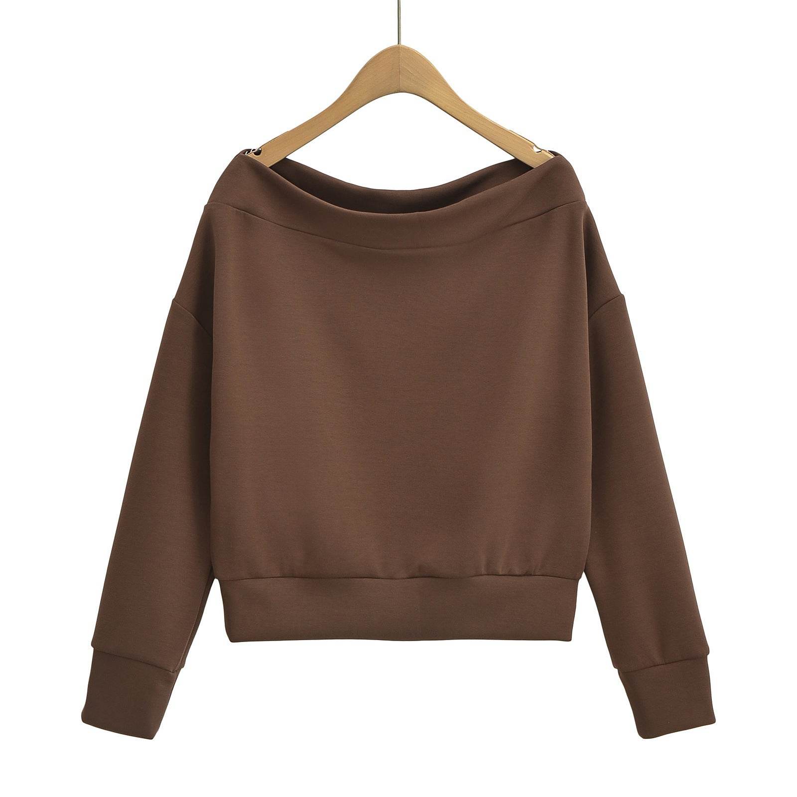 Women's French Off-shoulder Shoulder-baring Pullover Long Sleeve Sweater - MYLUXURY LANE ENTERPRISE