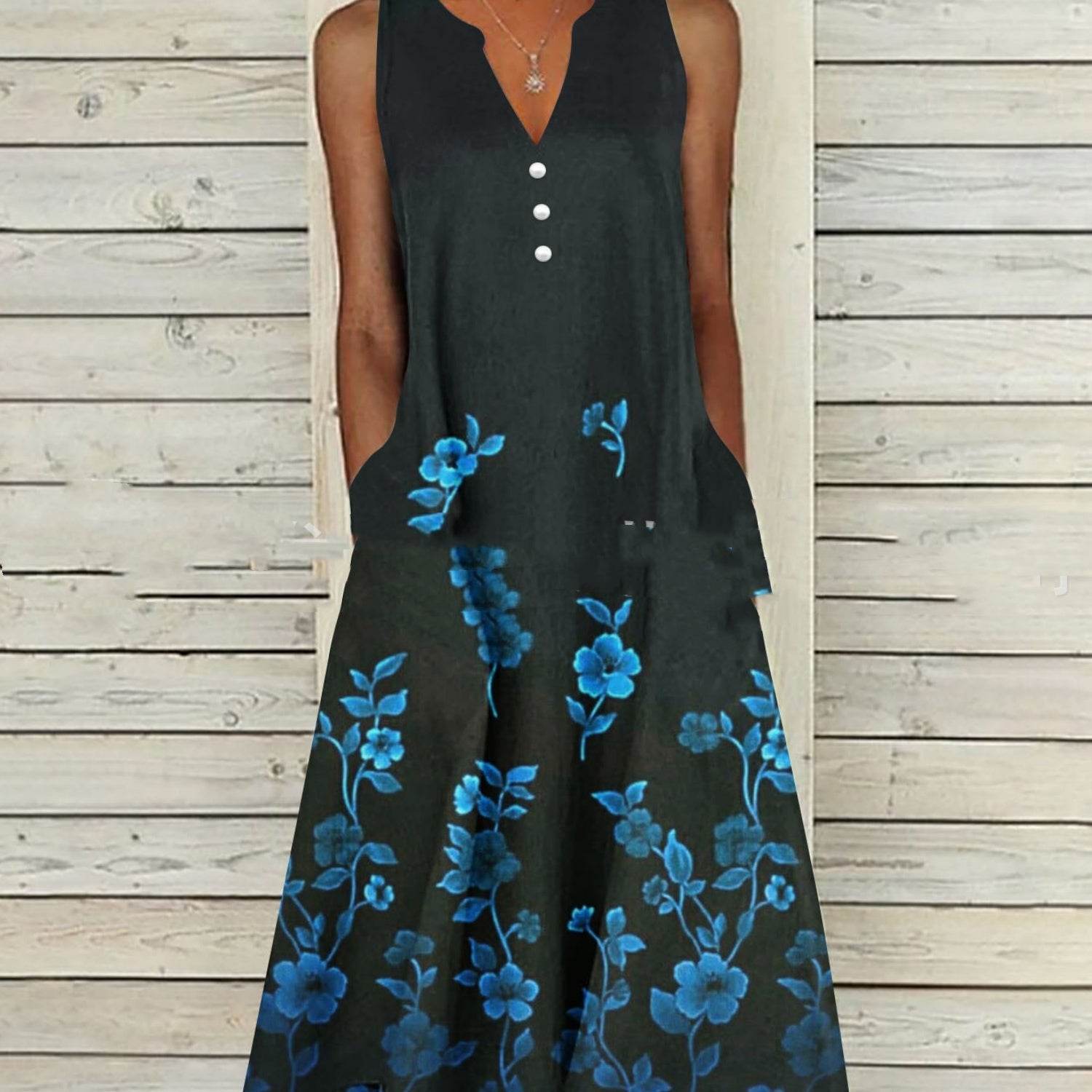 Ladies Sleeveless Printed Long Dress - MYLUXURY LANE ENTERPRISE