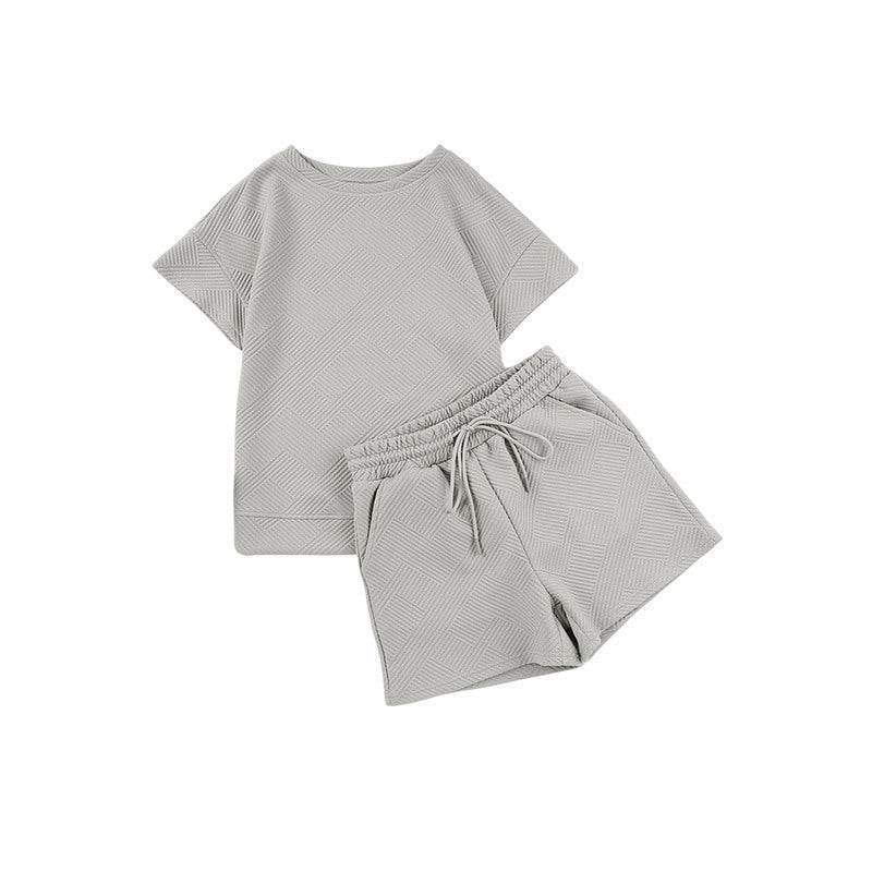 Plaid Large Sleeve Waist-tight Gray Casual Two-piece Suit - MYLUXURY LANE ENTERPRISE