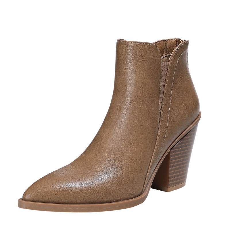 Thick High Heel Martin Boots New Winter Slimming Back Zipper Non-slip Female Boots - MYLUXURY LANE ENTERPRISE