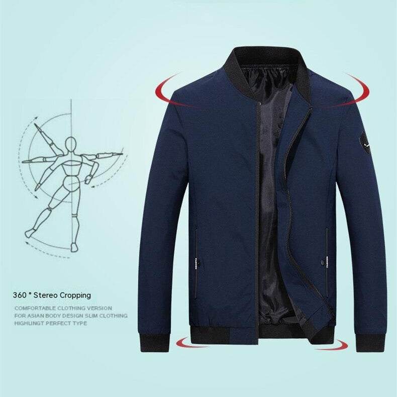 Men's Thin Coat Jacket Stand Collar Fashion Brand Casual Baseball Collar - MYLUXURY LANE ENTERPRISE