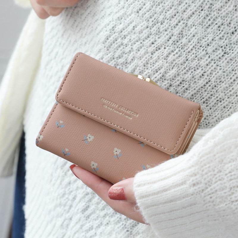 Fashion Women's PU Printed Tri-fold Clip Coin Purse - MYLUXURY LANE ENTERPRISE