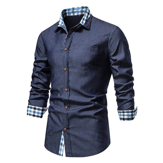 Men's Casual Denim Long-sleeved Shirt - MYLUXURY LANE ENTERPRISE