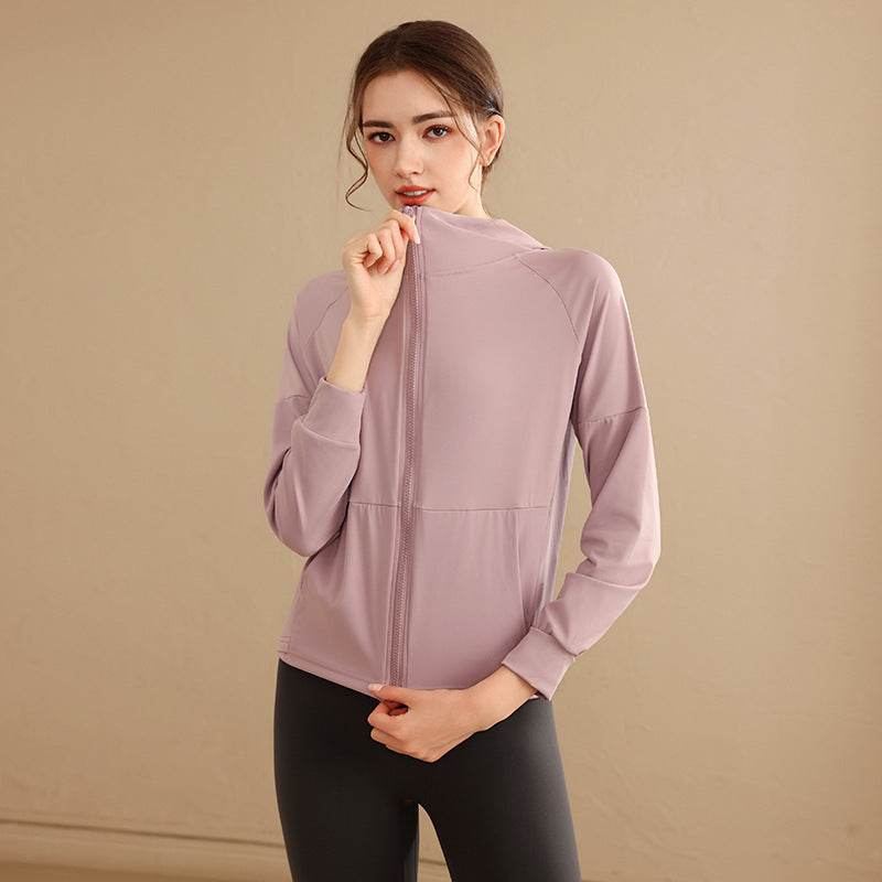 Yoga Clothing Top Long-sleeve Zipper Hooded Sports Jacket - MYLUXURY LANE ENTERPRISE