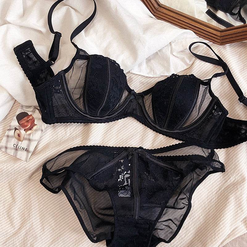 French Style Sexy Lace Lingerie Ultra-thin Rabbit Ear Bra Big Chest Small Anti-SAG Bra Suit - MYLUXURY LANE ENTERPRISE