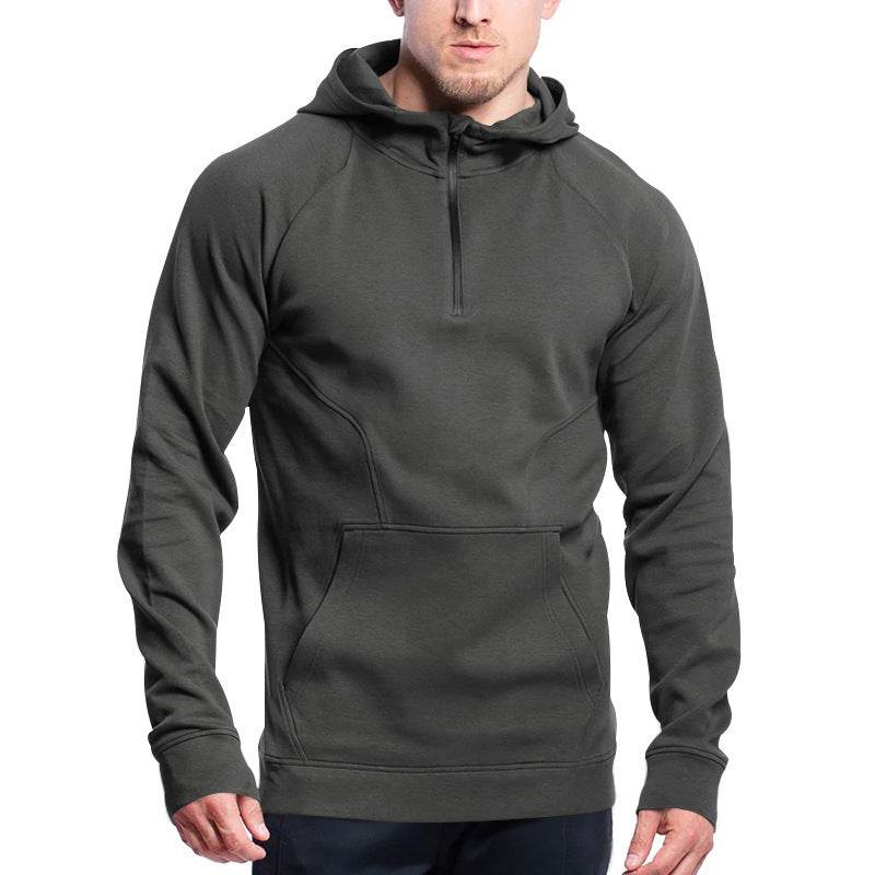 Cross-border Ebay New Long Sleeve Sweater Leisure Pullover Hooded Half Zipper Block Brushed Hoody Men - MYLUXURY LANE ENTERPRISE