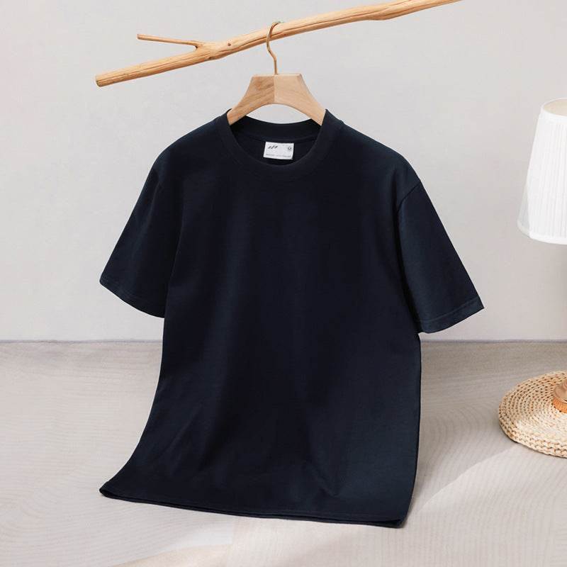 240 Cotton Short Sleeve Double Yarn Heavy T Men And Women Loose Round Neck - MYLUXURY LANE ENTERPRISE