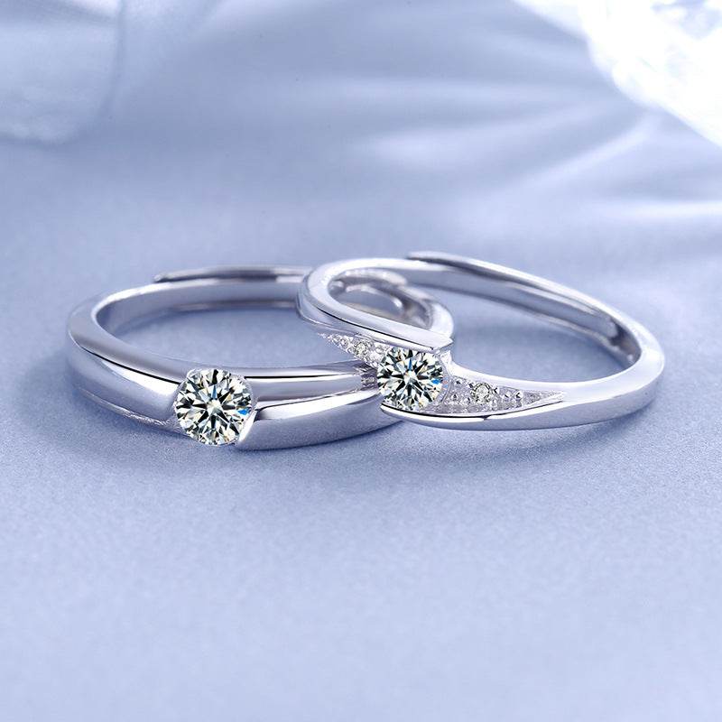 S925 Sterling Silver Micro Set Zircon Full Diamond Couple Ring Fashion And Simplicity - MYLUXURY LANE ENTERPRISE