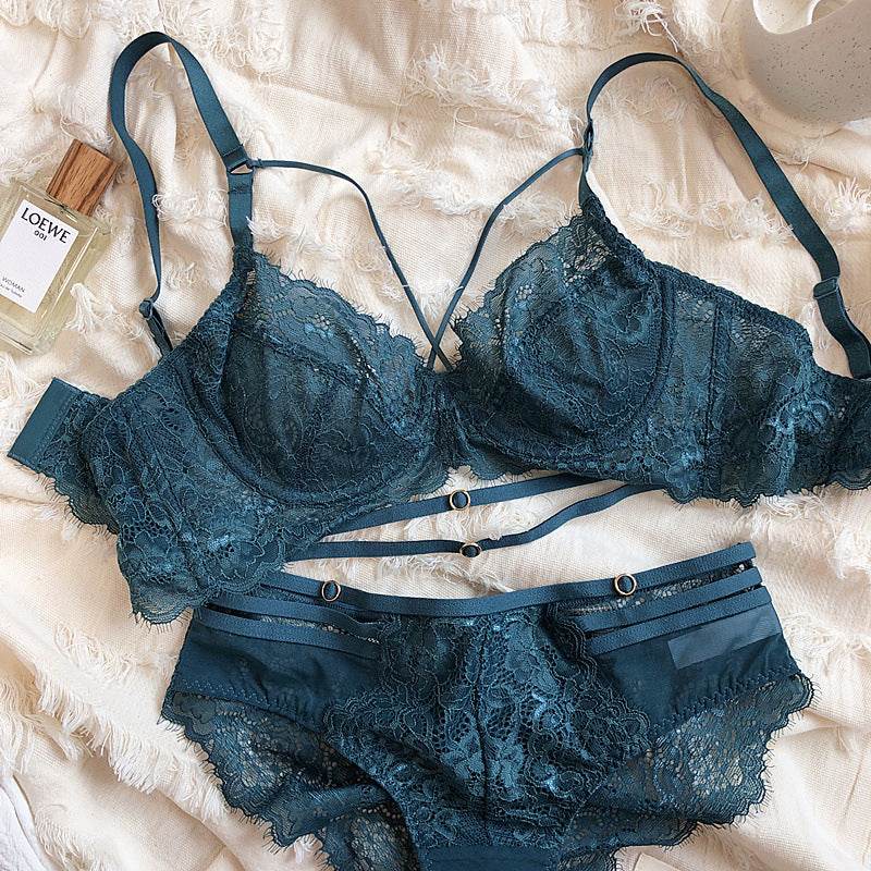 Women's Sexy Lace Gathered Bra Set - MYLUXURY LANE ENTERPRISE