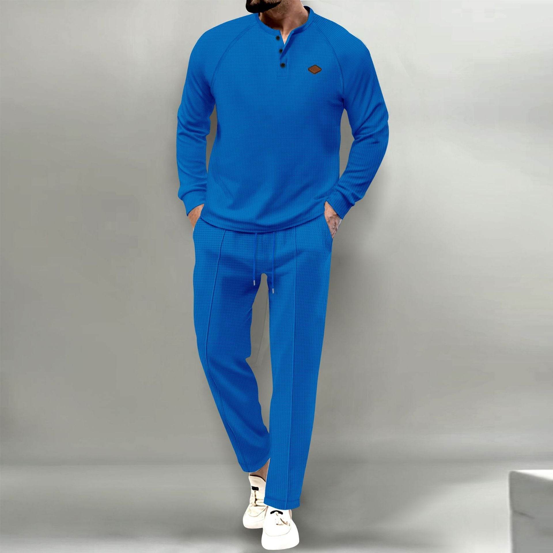 Men's Solid Color Long Sleeve Trousers Suit - MYLUXURY LANE ENTERPRISE