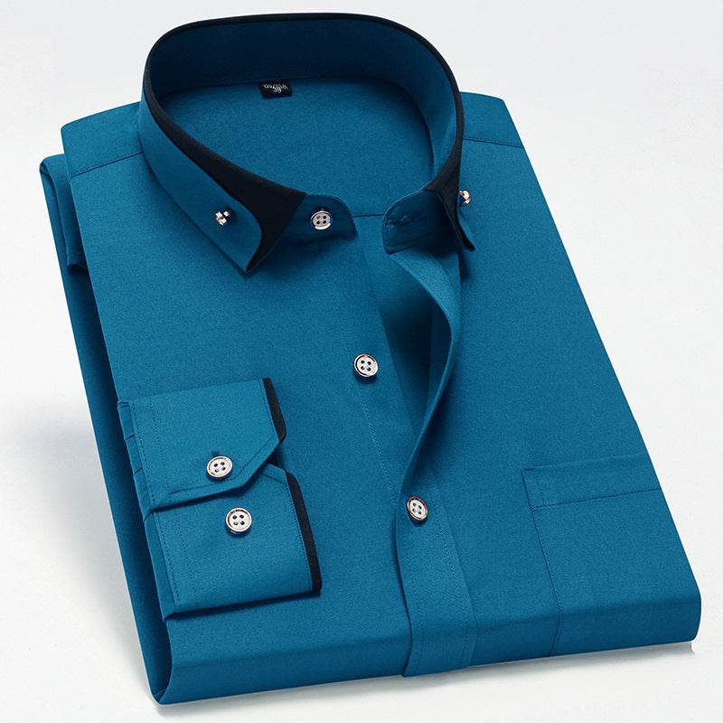 Men's Stretch Long Sleeve Shirt Casual And Comfortable Non-ironing - MYLUXURY LANE ENTERPRISE
